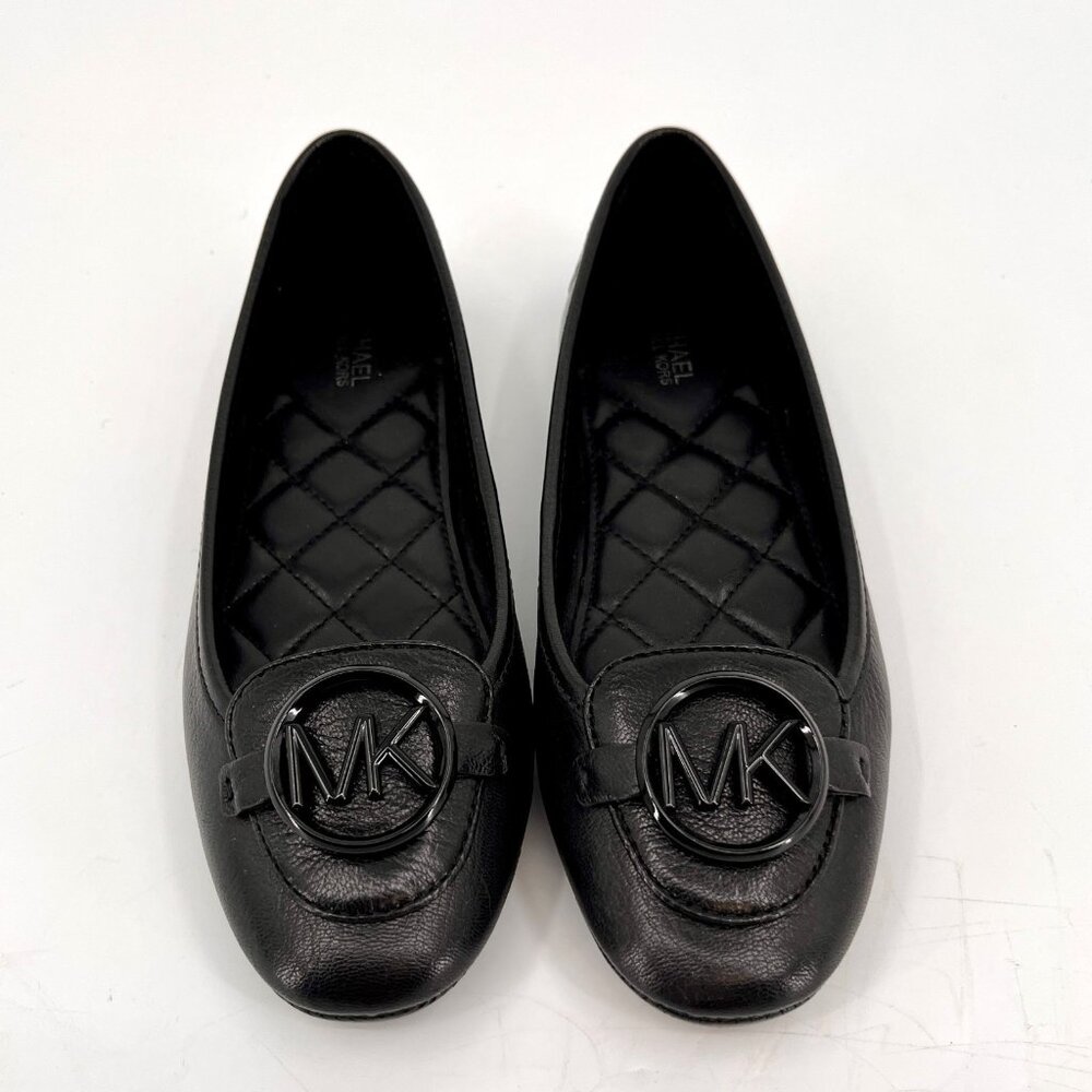 Michael Kors Lillie Moccasin Flats Size 5.5M Black Leather Loafers Rubber Sole